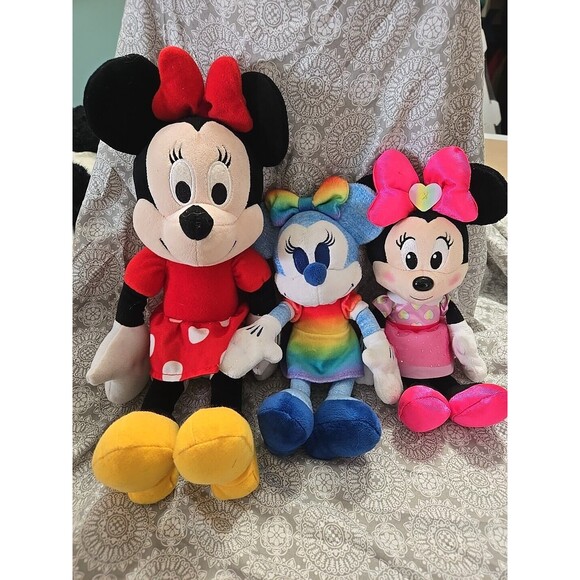 Disney Minnie Mouse Plush Bundle Lot of 3 Stuffed Animals Toy Tye Dye - Picture 1 of 9